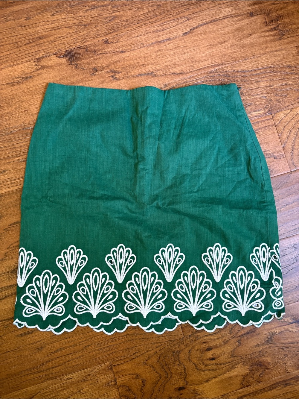 NWT Green Embroidered Talbots Linen Cotton Skirt